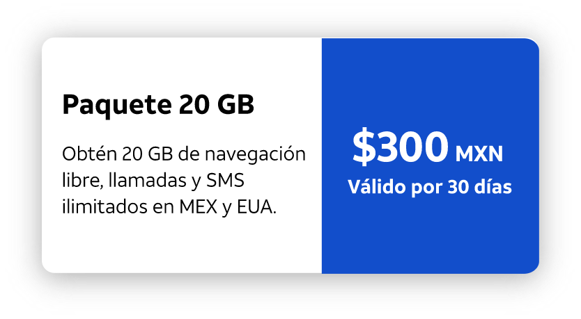  paquete 20 gb por 300 pesos